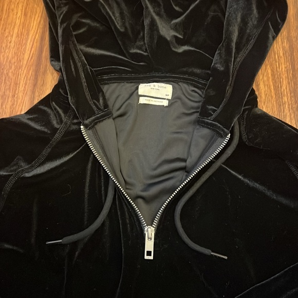 Rag & Bone - Black Velvety Soft Crop Hoodie - Picture 2 of 4